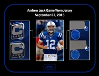 Andrew Luck 2015 Indianapolis Colts  Photomatched Game Used Autographed & Inscribed Jersey Worn During a 9/27/2015 Win vs. Titans Panini LOA & Original Box 