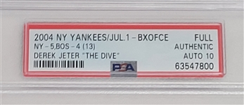 Derek Jeter Autographed 2004 The Dive Full Ticket PSA Auto 10