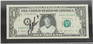 Joe Mauer Autographed & Framed Dollar Bill Display w/ Beckett LOA