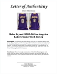 Kobe Bryant 2005-06 Los Angeles Lakers Game Used Jersey w/ Dave Miedema LOA