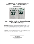 Larry Bird c. 1982-84 Boston Celtics Game Used & Autographed Jersey JSA & Dave Miedema LOA