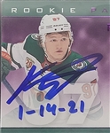 Kirill Kaprizov Autographed & Inscribed 2020-21 Upper Deck Premier Rookie Paramount Patches Rookie Card LE #26/35 Beckett Slabbed