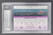Kirill Kaprizov Autographed & Inscribed 2020-21 Upper Deck Premier Rookie Paramount Patches Rookie Card LE #26/35 Beckett Slabbed