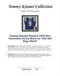 Tommy Kramer Framed 1976 Rice University Jersey Worn on The Bob Hope Show w/ Letter of Provenance From Tommy Kramer