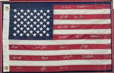 1980 Miracle Hockey Team Signed & Framed American Flag w/ 20 Signatures Beckett LOA