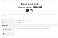 Shohei Ohtani & Mike Trout Dual Autographed Game Used Baseball from Game in Which Both Hit HR's