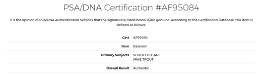 Shohei Ohtani & Mike Trout Dual Autographed Game Used Baseball from Game in Which Both Hit HR's