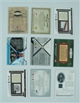 MLB Collection of 9 Game Used/Autographed Baseball Jersey Cards