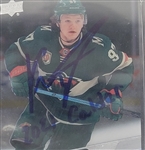 Kirill Kaprizov Autographed & Inscribed 2020-21 Upper Deck Clear Cut Parallel #451 Young Guns Rookie Card Beckett Slabbed