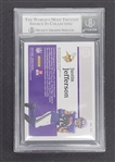Justin Jefferson Autographed & Inscribed 2020 Panini Encased Substantial Rookie Swatches Diamond #13 Rookie Card 1 of 1 Beckett Slabbed