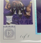 Justin Jefferson Autographed & Inscribed 2020 Panini Encased Substantial Rookie Swatches Diamond #13 Rookie Card 1 of 1 Beckett Slabbed