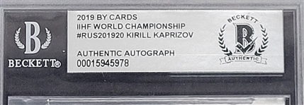 Kirill Kaprizov Autographed 2019 BY Cards IIHF World Championship Card Beckett Slabbed