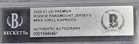 Kirill Kaprizov Autographed 2020-21 Upper Deck Premier Rookie Paramount Jerseys Rookie Card Beckett Slabbed