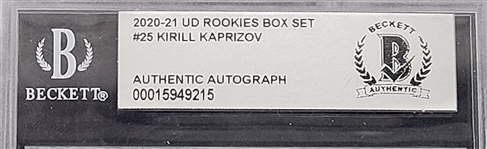 Kirill Kaprizov Autographed 2020-21 Upper Deck Rookies Box Set Rookie Card Beckett Slabbed
