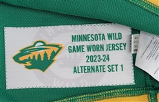 Joel Eriksson Ek 2023-24 Minnesota Wild Game Used & Autographed Reverse Retro Jersey Beckett