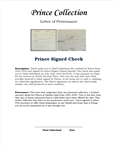 Prince RARE Signed Check w/ JSA LOA & Letter of Provenance