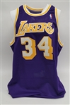 Shaquille O'Neal 1997-98 Los Angeles Lakers Game Used & Autographed Jersey PSA/DNA w/ Dave Miedema LOA