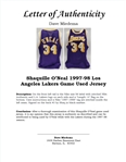 Shaquille O'Neal 1997-98 Los Angeles Lakers Game Used & Autographed Jersey PSA/DNA w/ Dave Miedema LOA