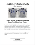 Ernie Banks 1974 Chicago Cubs Game Used Coaches Jersey w/ Dave Miedema LOA
