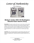 Michael Jordan 2001-02 Washington Wizards Game Issued Jersey w/ Dave Miedema LOA