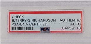 Bill Terry & Spec Richardson Signed Check From 1958 PSA Slabbed