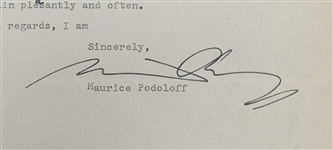 Maurice Podoloff Signed 1952 NBA Letter to Sid Hartman w/ JSA LOA