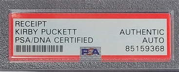 Kirby Puckett Autographed Receipt PSA Slabbed
