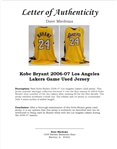 Kobe Bryant 2006-07 Los Angeles Lakers Game Used Jersey w/ DC Sports, MEARS & Dave Miedema LOA