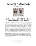 LeBron James 2017-18 Cleveland Cavaliers Game Used Jersey w/ Dave Miedema LOA