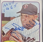 Zoilo Versalles Autographed & Inscribed 1965 Topps #157 Card PSA Slabbed