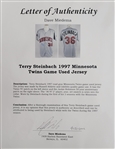 Terry Steinbach 1997 Minnesota Twins Game Used & Autographed Jersey w/ Dave Miedema LOA