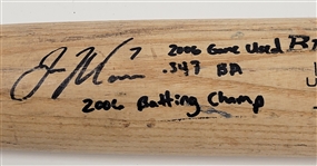 Joe Mauer 2006 Minnesota Twins Game Used & Autographed Bat From Batting Title Year