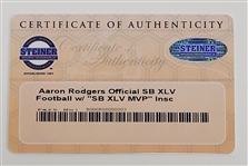 Aaron Rodgers Autographed & Inscribed Super Bowl XLV The Duke Football Steiner