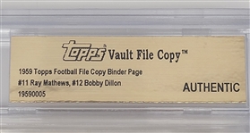 Lot of (5) 1959 Topps Football File Copy Binder Pages BGS Slabbed