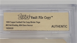 Lot of (5) 1959 Topps Football File Copy Binder Pages BGS Slabbed