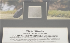 Tiger Woods 2008 U.S. Open Tournament Worn Glove Swatch Framed Upper Deck 13x17 Display