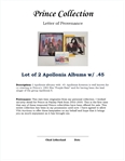 Lot of 2 Apollonia Albums w/ .45 & Letter of Provenance