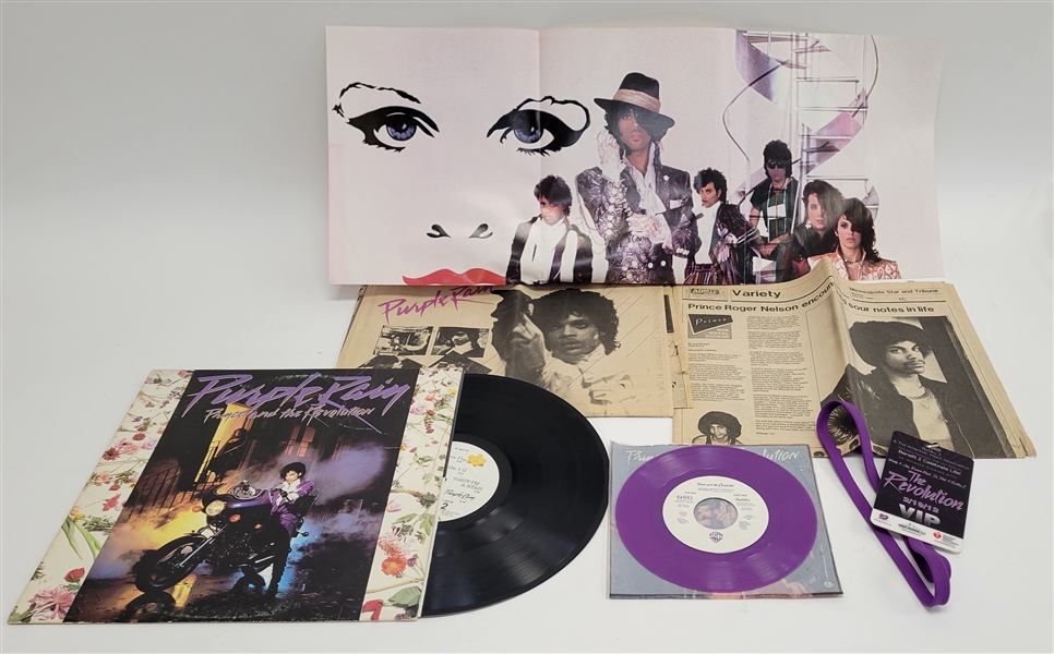 Prince "Purple Rain" Album w/ Poster, .45, & VIP Badge w/ Letter of Provenance