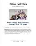 Prince Purple Rain Album w/ Poster, .45, & VIP Badge w/ Letter of Provenance