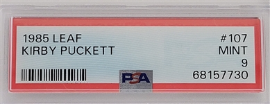 Lot of (2) Kirby Puckett 1985 Leaf #107 Rookie Cards PSA 9