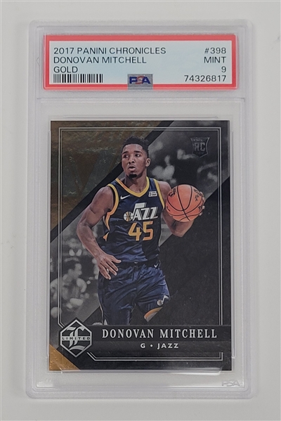 Donovan Mitchell 2017 Panini Chronicles #398 Gold Rookie Card LE #9/10 PSA 9