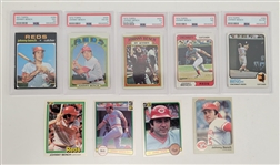 Lot of 9 Johnny Bench Cards w/ 5 PSA Graded