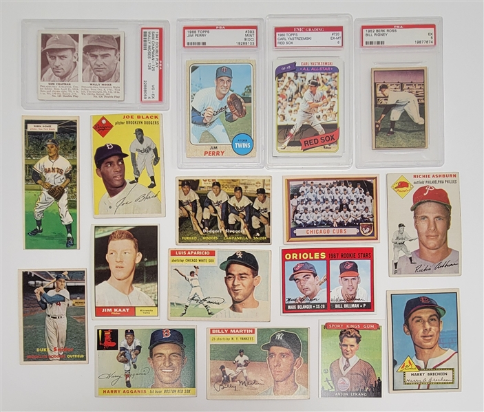 Lot of 17 Miscellaneous Vintage Baseball Cards