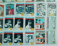 Collection of 1970's Topps Baseball Cards w/ Rookies & Hall of Famers Incl. Lou Gehrig Ty Cobb Cy Young & Hank Aaron